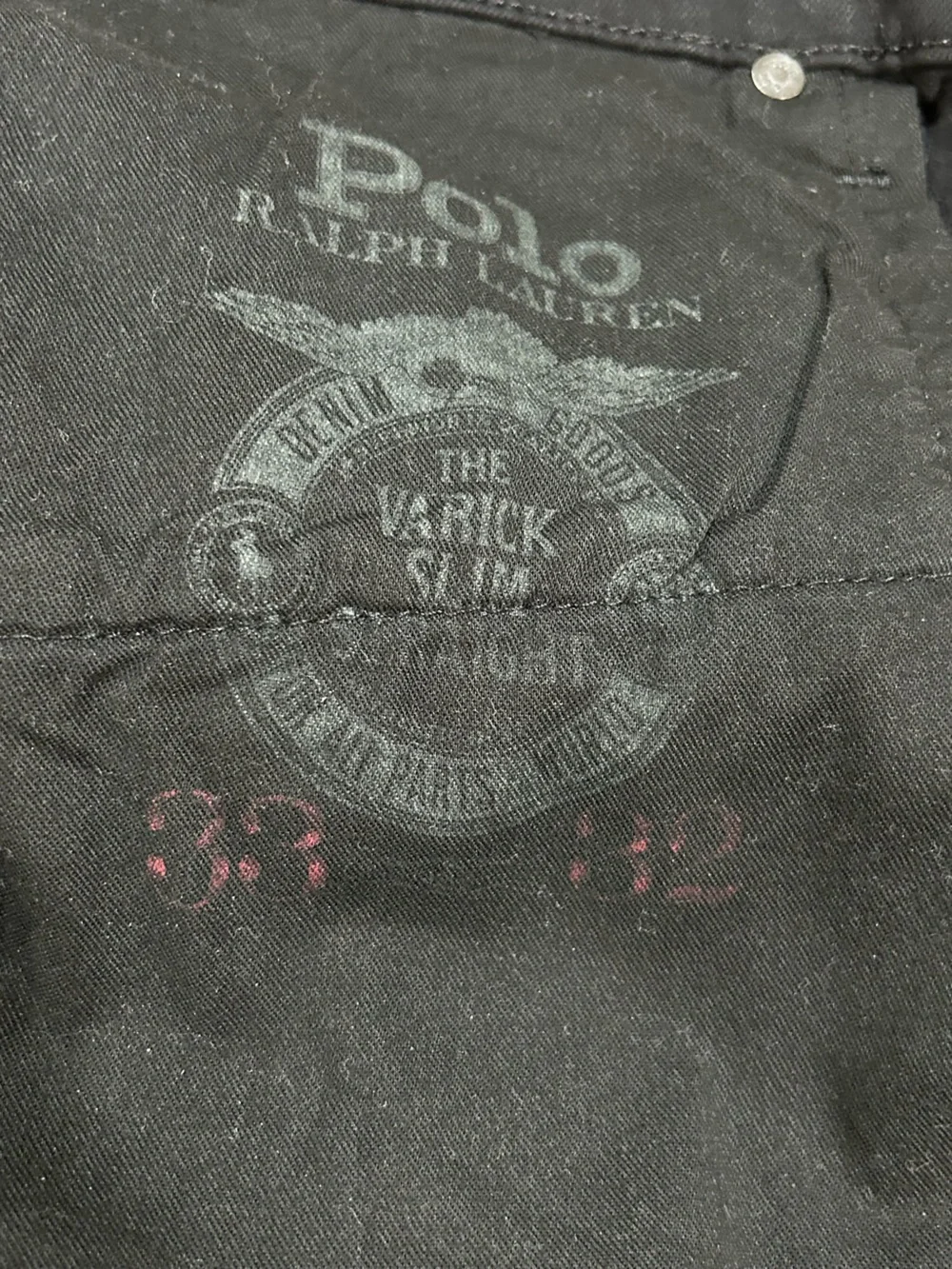 POLO RALPH LAUREN VARICK SLIM STRAIGHT JEANS BLACK 33x32